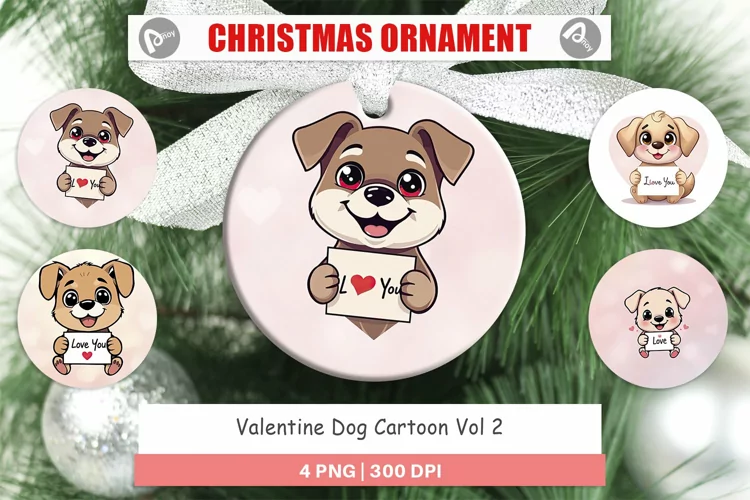 Christmas Ornaments Valentine Dog Cartoon