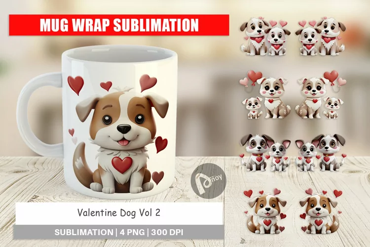 Mug Wrap Design Valentine Dog