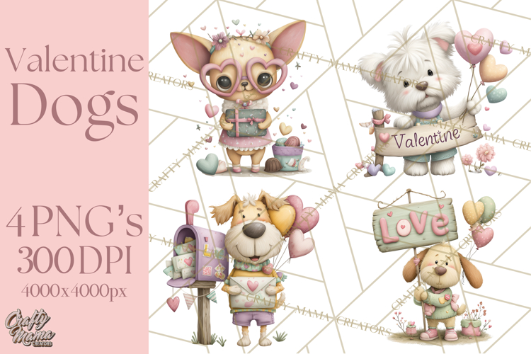 Valentine Dog Clipart PNG, Cute Valentine Dogs, Kids