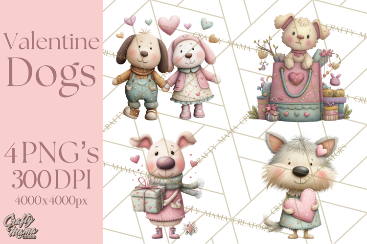 Valentine Dog Clipart PNG, Cute Valentine Dogs, Kids
