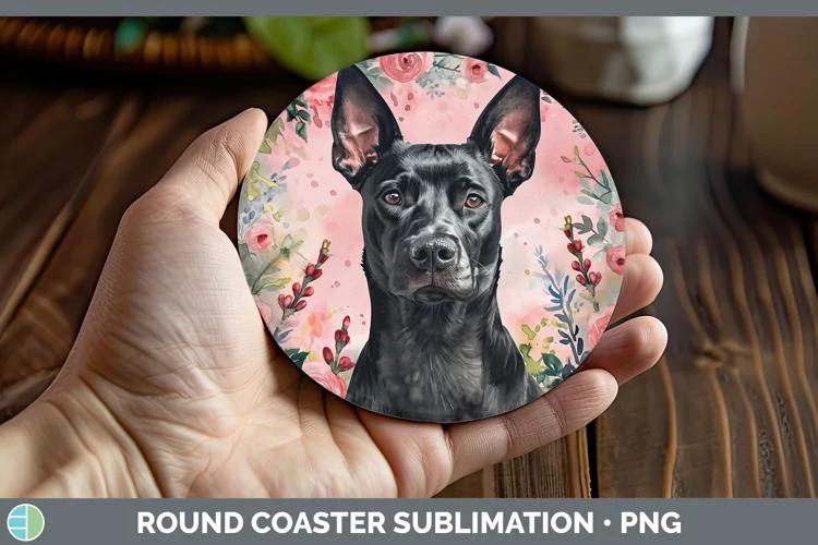 Valentine Dogs Australian Kelpie Round Coaster Sublimation C