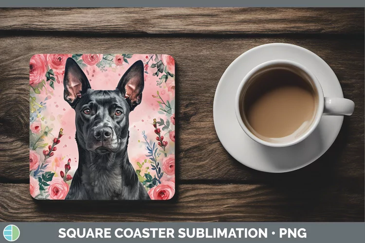 Valentine Dogs Australian Kelpie Square Coaster Sublimation