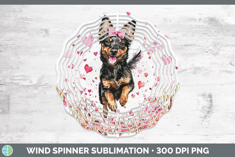 Valentine Dogs Australian Kelpie Wind Spinner Sublimation Sp