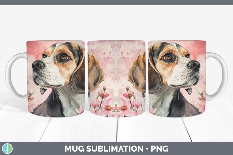 Valentine Dogs Beagle Mug Wrap Sublimation Coffee Cup Design