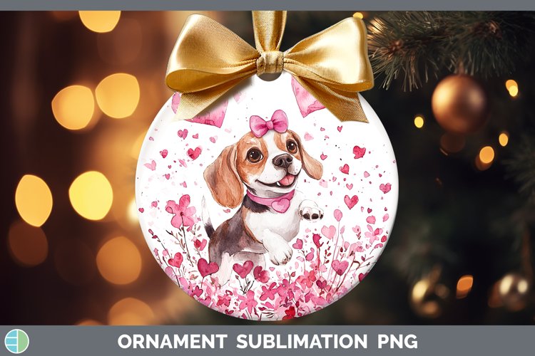 Valentine Dogs Beagle Ornament Sublimation Bauble Designs