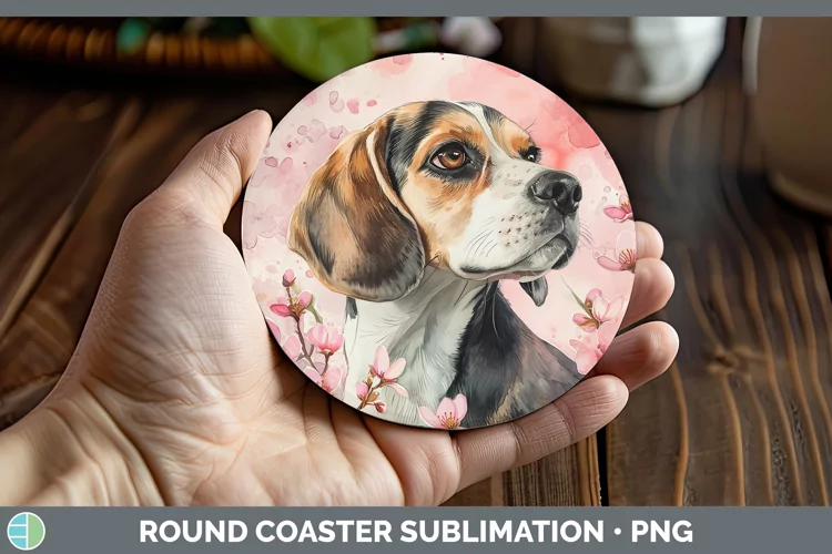 Valentine Dogs Beagle Round Coaster Sublimation Coaster Desi