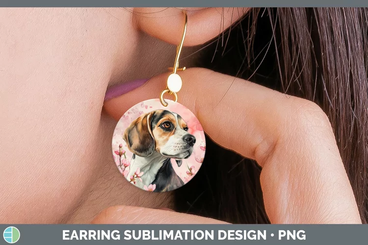 Valentine Dogs Beagle Round Earrings Sublimation Earrings De