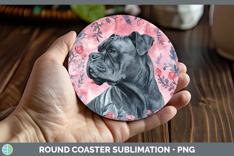 Valentine Dogs Cane Corso Round Coaster Sublimation Coaster