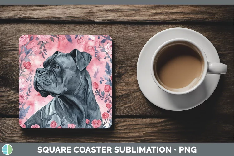 Valentine Dogs Cane Corso Square Coaster Sublimation Coaster