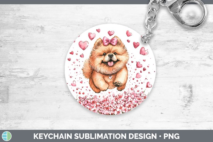Valentine Dogs Chow Chow Keychain Sublimation Keyring Design