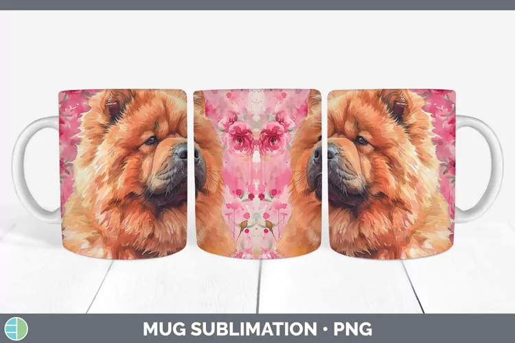 Valentine Dogs Chow Chow Mug Wrap Sublimation Coffee Cup Des