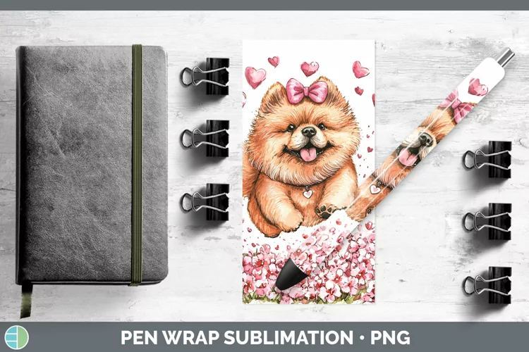 Valentine Dogs Chow Chow Pen Wrap Sublimation Pen Designs