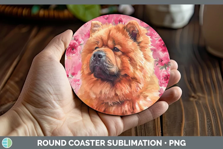 Valentine Dogs Chow Chow Round Coaster Sublimation Coaster D