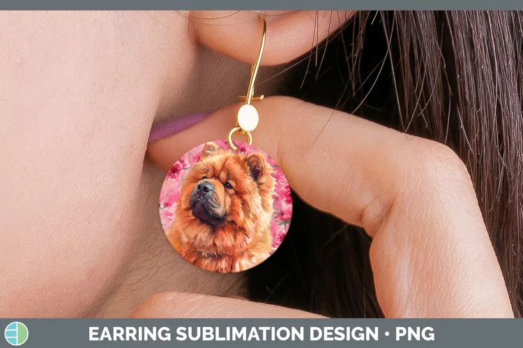 Valentine Dogs Chow Chow Round Earrings Sublimation Earrings