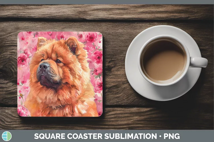 Valentine Dogs Chow Chow Square Coaster Sublimation Coaster