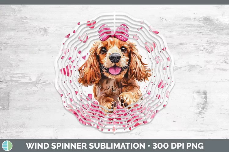 Valentine Dogs Cocker Spaniel Wind Spinner Sublimation Spinn