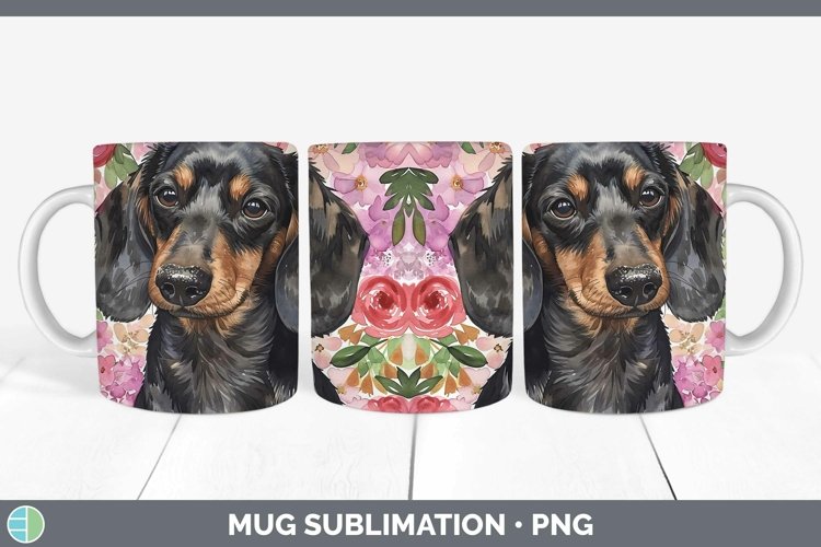 Valentine Dogs Dachshund Mug Wrap Sublimation Coffee Cup Des