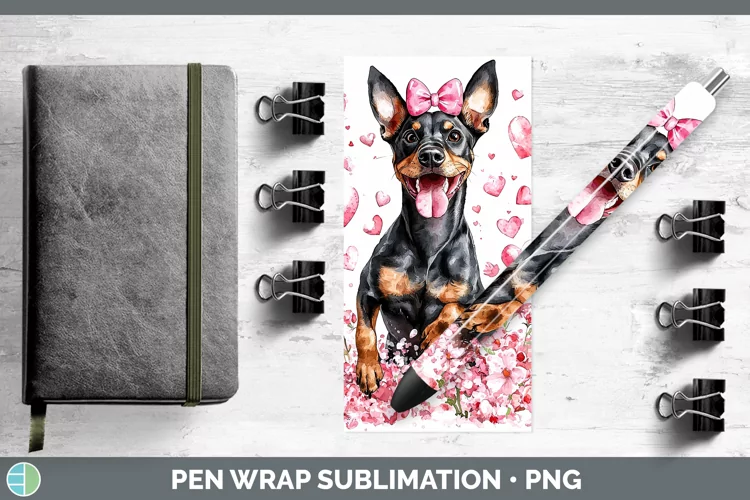 Valentine Dogs Doberman Pinscher Pen Wrap Sublimation Pen De
