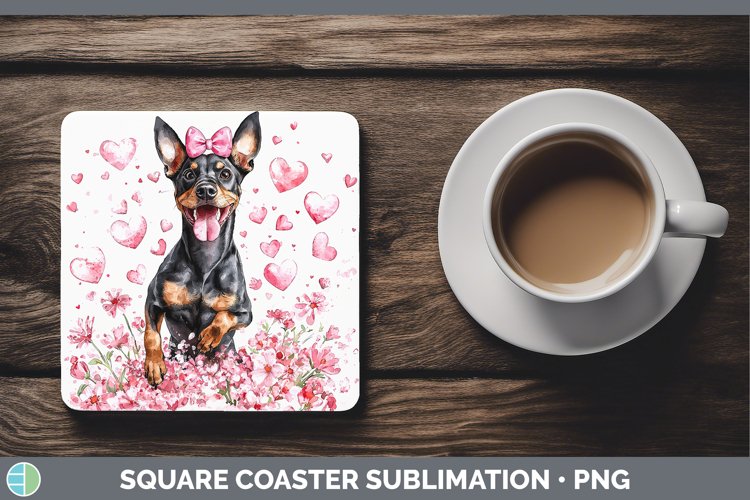 Valentine Dogs Doberman Pinscher Square Coaster Sublimation