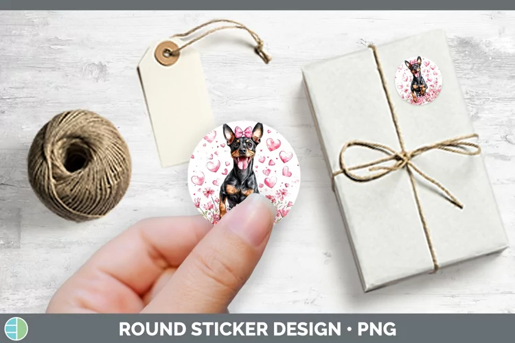 Valentine Dogs Doberman Pinscher Stickers | Round Labels Des
