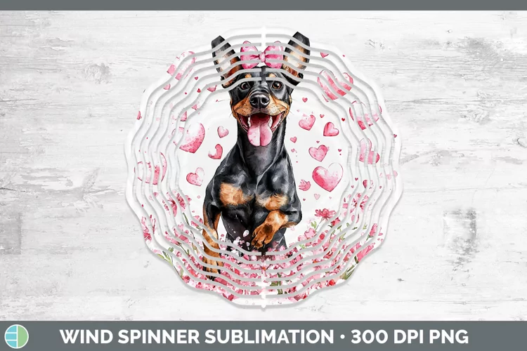 Valentine Dogs Doberman Pinscher Wind Spinner Sublimation Sp