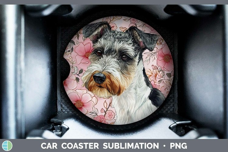 Valentine Dogs Fox Terrier Dog Car Coaster Sublimation Desi