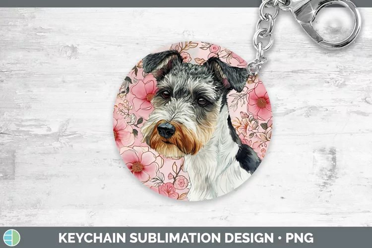 Valentine Dogs Fox Terrier Dog Keychain Sublimation Keyring