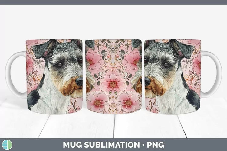 Valentine Dogs Fox Terrier Dog Mug Wrap Sublimation Coffee C