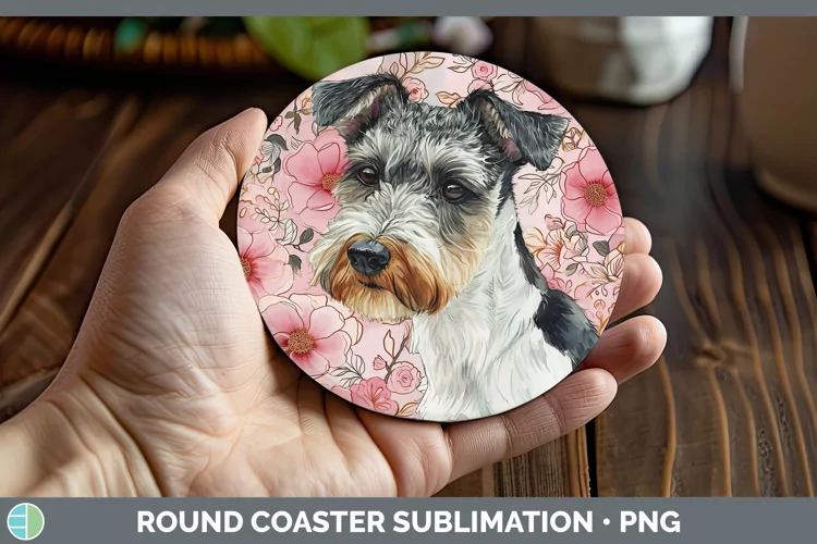 Valentine Dogs Fox Terrier Dog Round Coaster Sublimation Coa