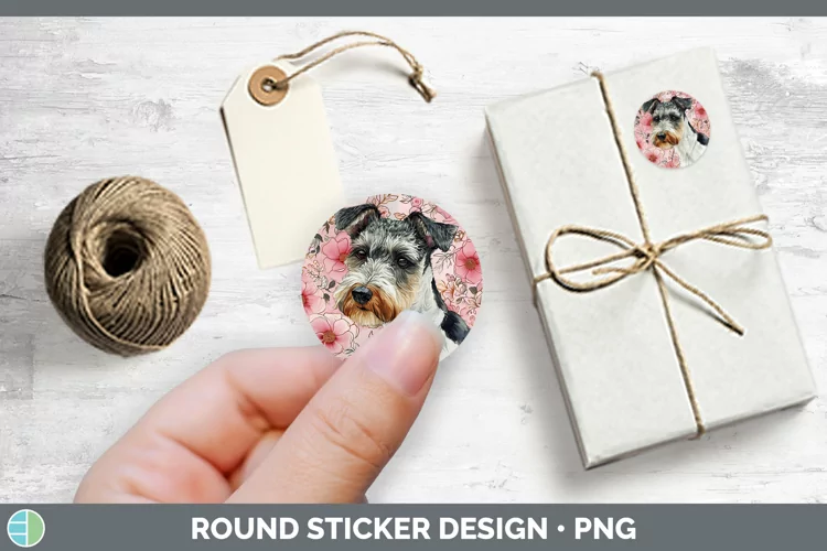 Valentine Dogs Fox Terrier Dog Stickers | Round Labels Desig