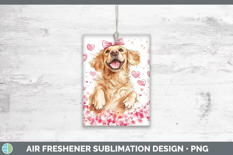 Valentine Dogs Golden Retriever Air Freshener Sublimation Ca
