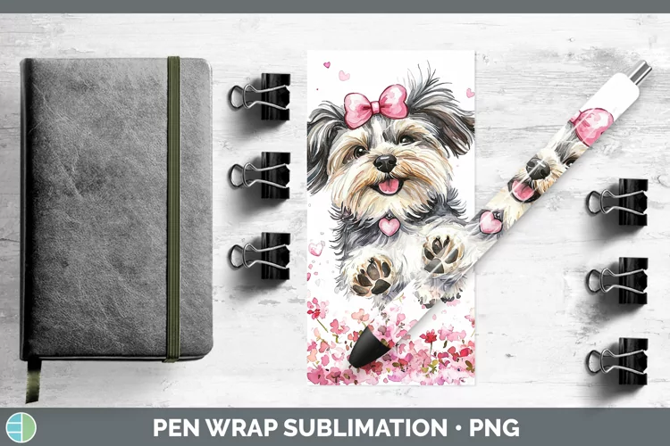 Valentine Dogs Lhasa Apso Pen Wrap Sublimation Pen Designs