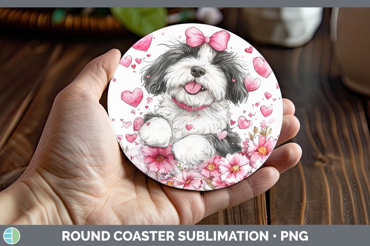 GorgeousValentine Dogs Round Coaster design.