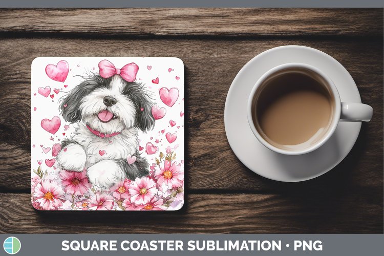 GorgeousValentine Dogs Square Coaster design.