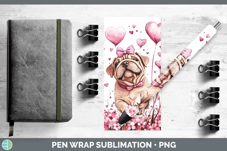 Valentine Dogs Shar Pei Pen Wrap Sublimation Pen Designs