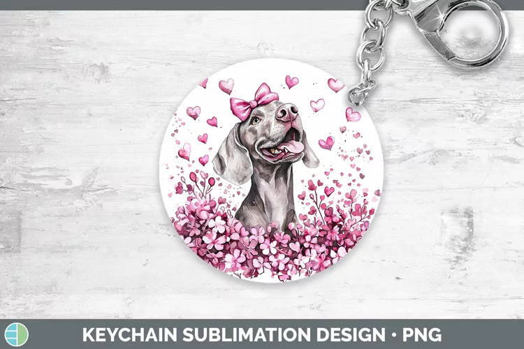 Valentine Dogs Weimaraner Keychain Sublimation Keyring Desig