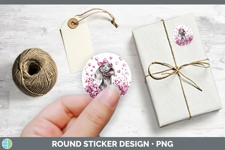 Valentine Dogs Weimaraner Stickers | Round Labels Designs
