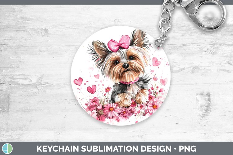 Valentine Dogs Yorkshire Terrier Keychain Sublimation Keyrin