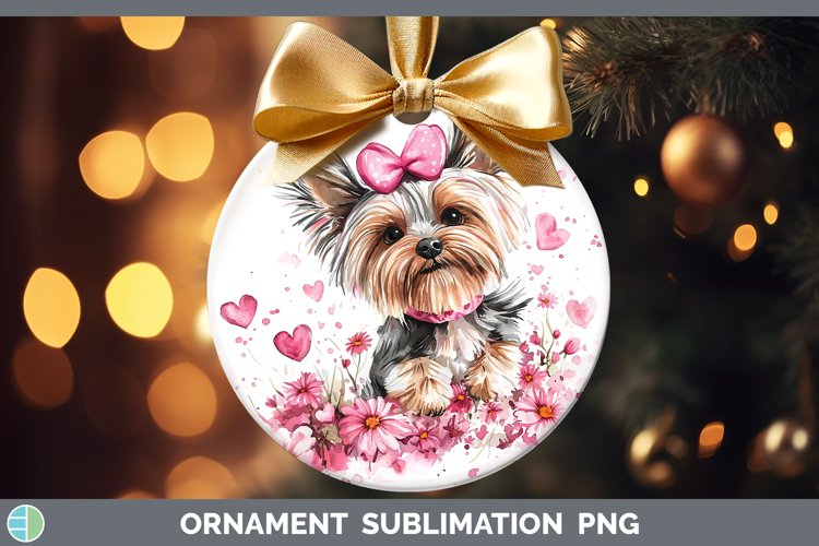Valentine Dogs Yorkshire Terrier Ornament Sublimation Bauble