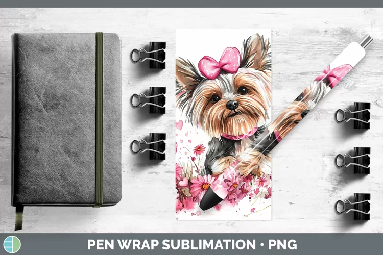 Valentine Dogs Yorkshire Terrier Pen Wrap Sublimation Pen De
