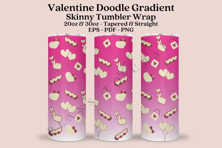 Valentine Doodle Skinny Tumbler Sublimation Wrap