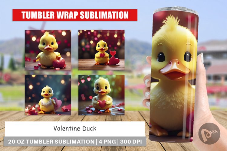 Tumbler Sublimation Wrap Valentine Duck