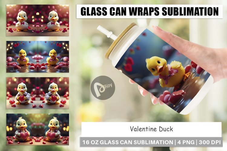 Glass Can Wraps Valentine Duck