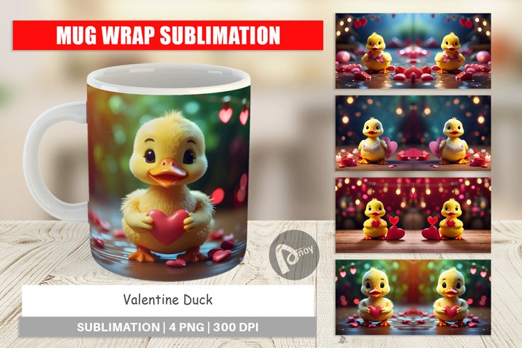 Mug sublimation design Valentine Duck