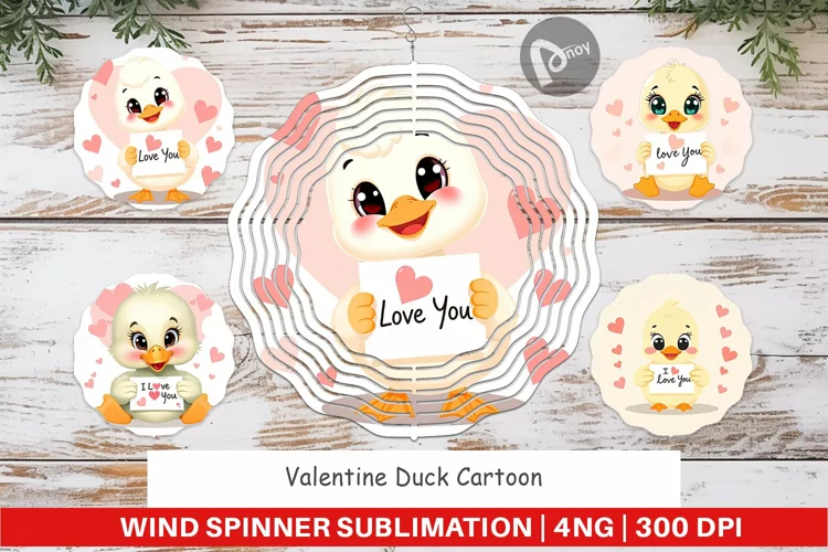 Wind Spinner Valentine Duck Cartoon