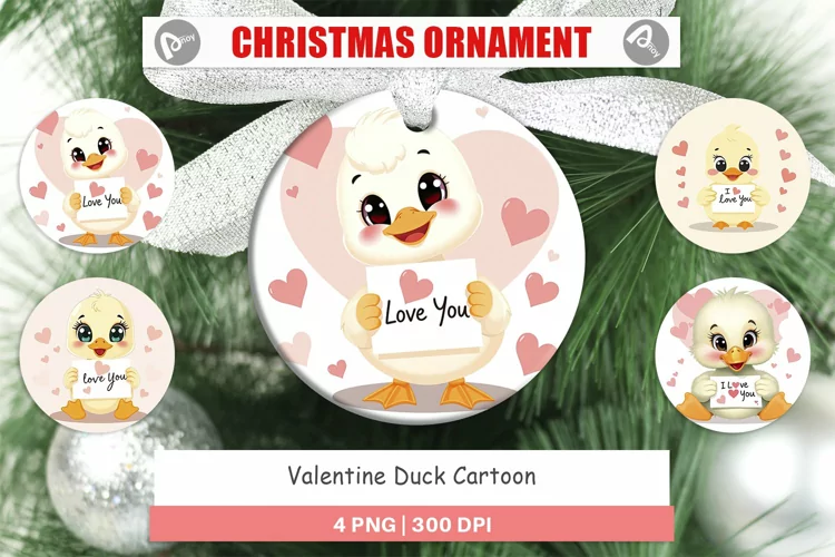 Christmas Ornaments Valentine Duck Cartoon