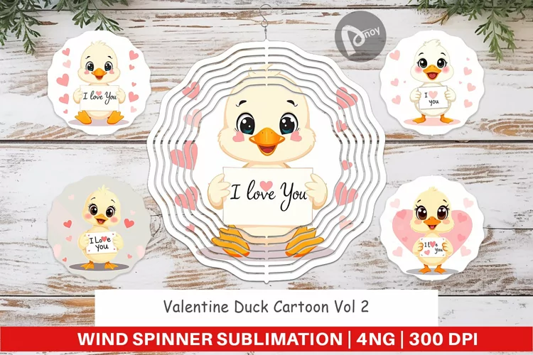 Wind Spinner Valentine Duck Cartoon