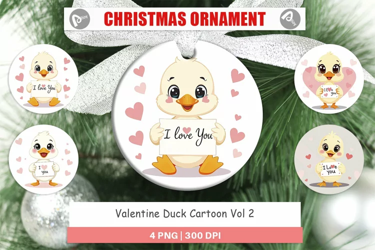 Christmas Ornaments Valentine Duck Cartoon