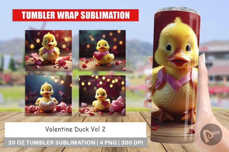 Tumbler Sublimation Wrap Valentine Duck