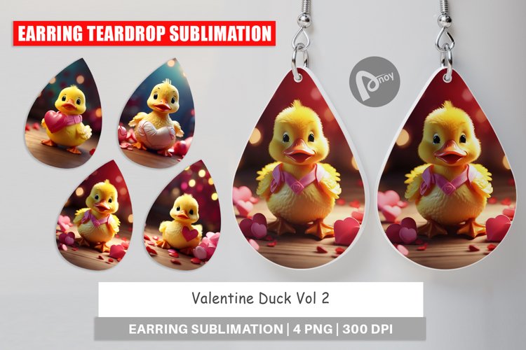 Earring teardrop sublimation design Valentine Duck